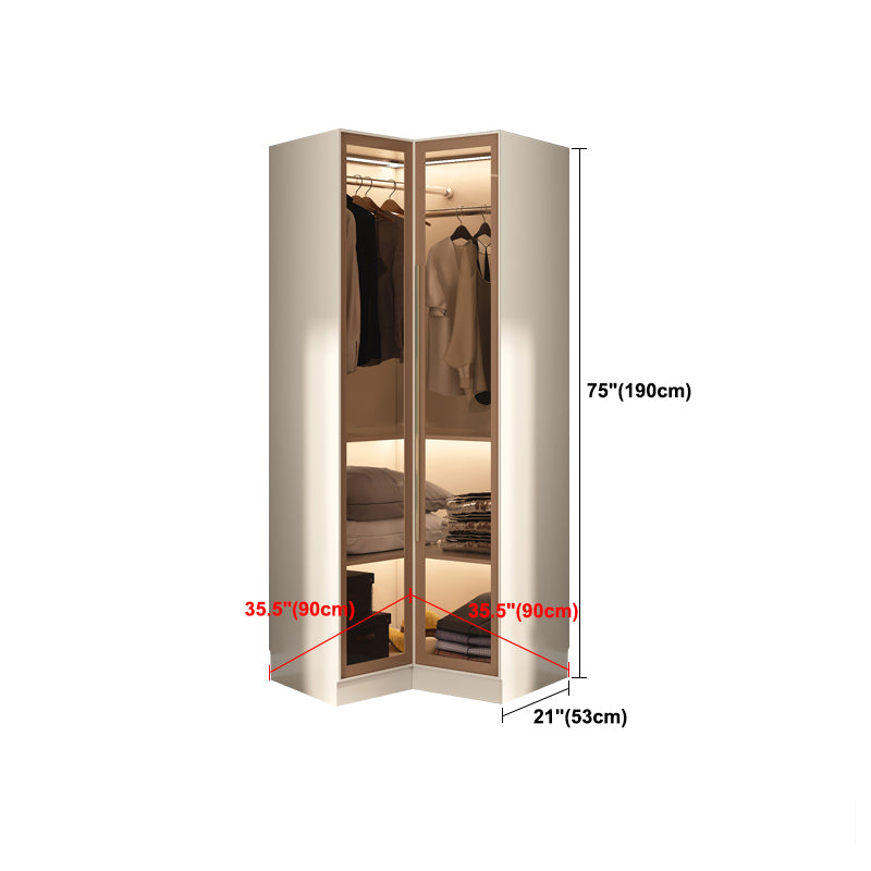 Modern Hinged Door Wardrobe for Home White Cabinet with Glass Door