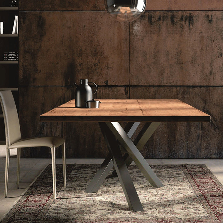 Industrial Dinning Table with Pine Rectangle Dining Table for Kitchen