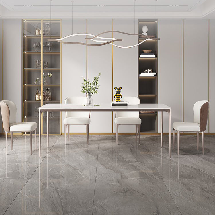 Modern Sintered Stone Top Dining Set Rectangle 1/2/4/5/6 Pieces Dining Room Table Set