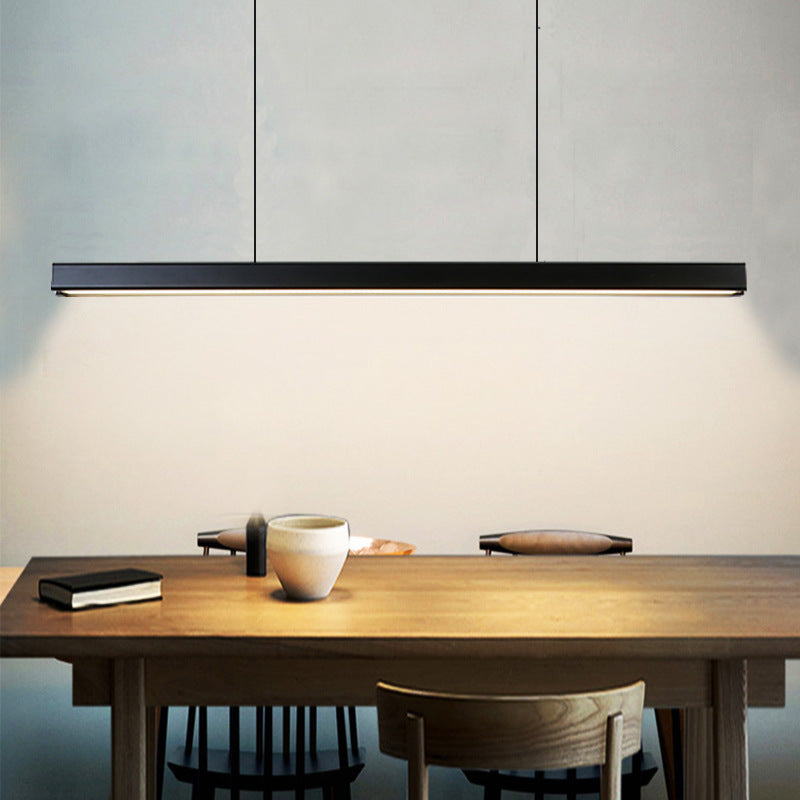 Black Linear LED Pendant Light Metal Acrylic Hanging Lamp for Dining Room
