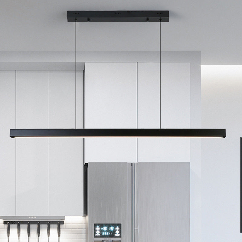 Black Linear LED Pendant Light Metal Acrylic Hanging Lamp for Dining Room