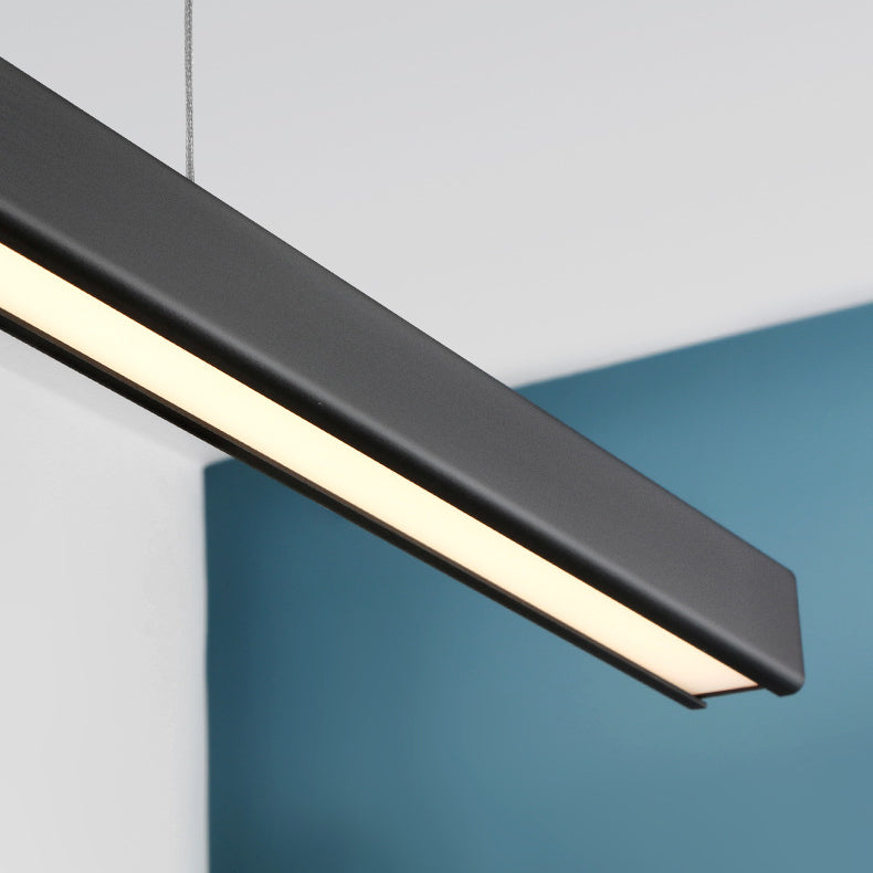 Black Linear LED Pendant Light Metal Acrylic Hanging Lamp for Dining Room