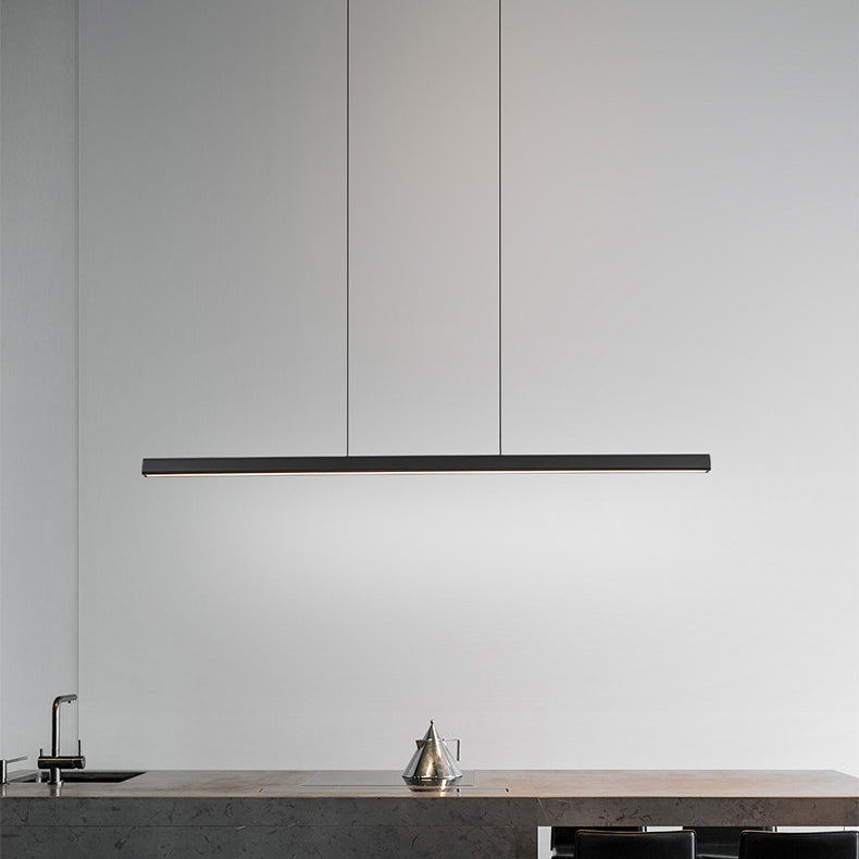 Black Linear LED Pendant Light Metal Acrylic Hanging Lamp for Dining Room