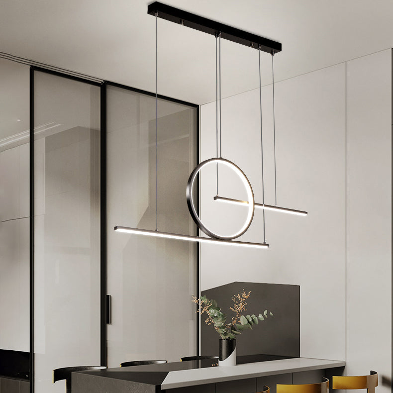 Modern Creative LED Pendant Light Linear 3-Light Hanging Lamp with Silicone Shade