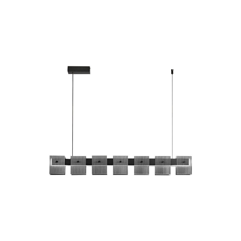 Modern Luxury LED Pendant Light Rectangular Glass Hanging Lamp for Dining Room