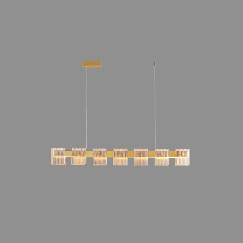 Modern Luxury LED Pendant Light Rectangular Glass Hanging Lamp for Dining Room