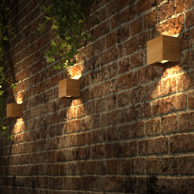 Modern Minimalist LED Wall Lamp Wooden Rectangular Wall Light for Bedroom
