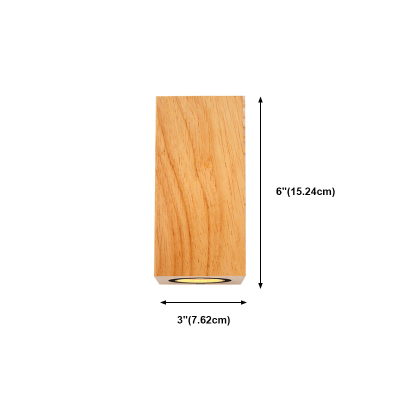 Modern Minimalist LED Wall Lamp Wooden Rectangular Wall Light for Bedroom