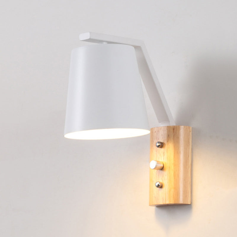 Wood 1 - Light Wall Sconce , Cone Shade Metal Wall Armed Sconce