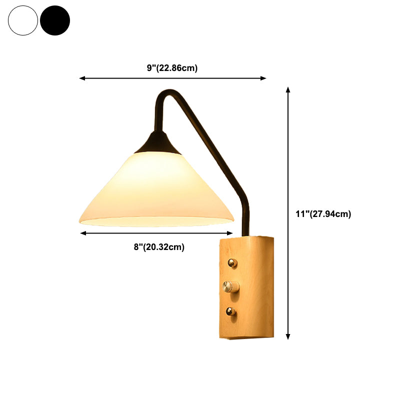 Wood 1 - Light Wall Sconce , Cone Shade Metal Wall Armed Sconce
