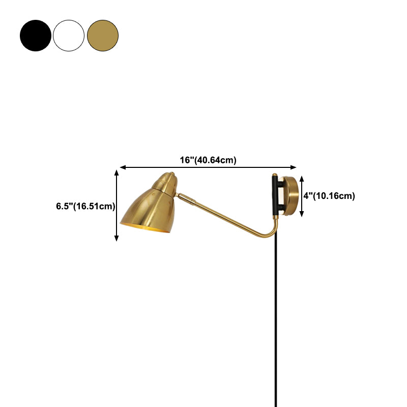 Black / White / Gold 1 - Light Wall Light Adjustable Metal Wall Armed Sconce