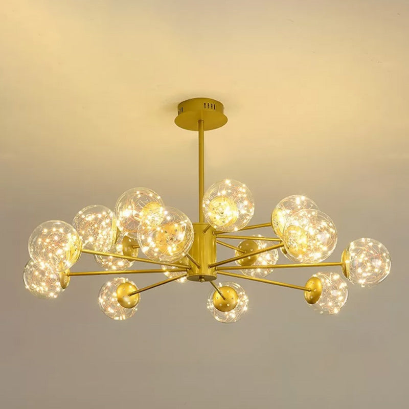 Modern Metal Ceiling Mount Multi-light Semi Flush with Glass Shade for Living Room