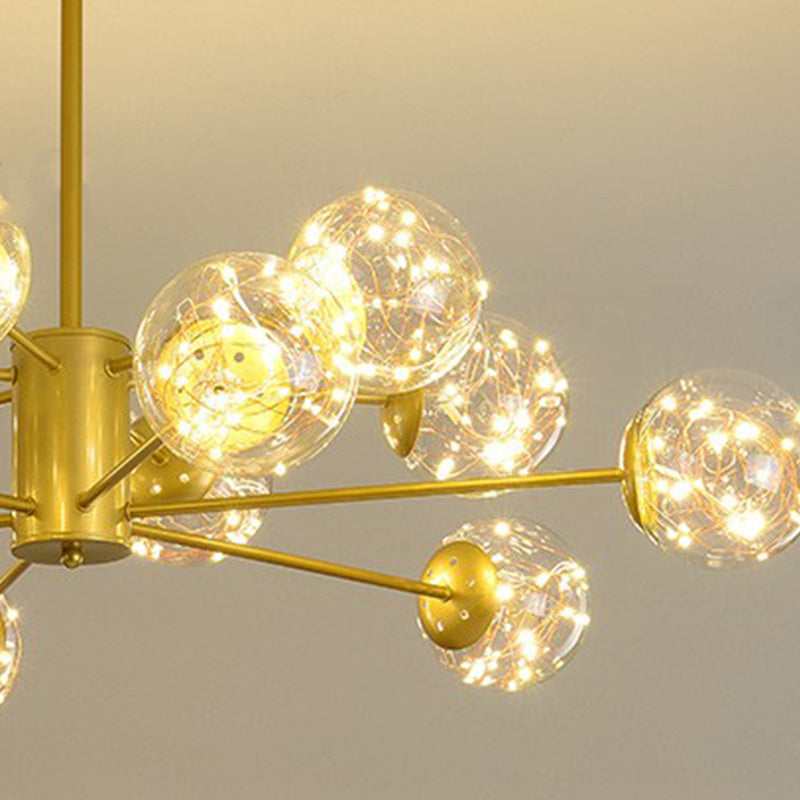 Modern Metal Ceiling Mount Multi-light Semi Flush with Glass Shade for Living Room
