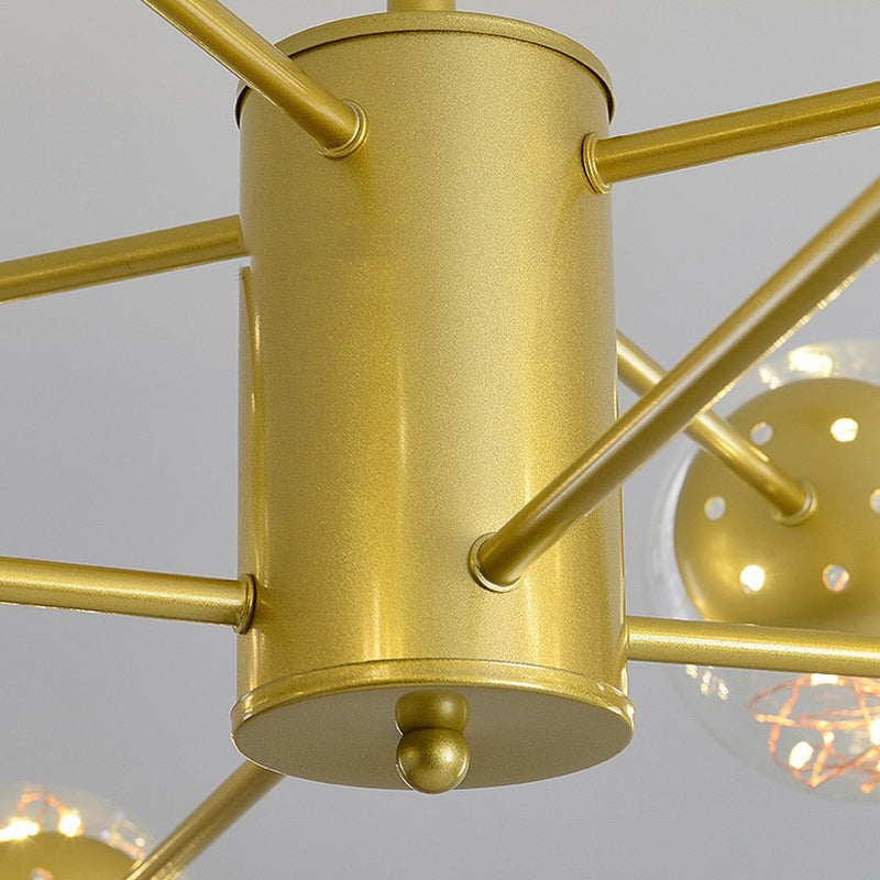 Modern Metal Ceiling Mount Multi-light Semi Flush with Glass Shade for Living Room