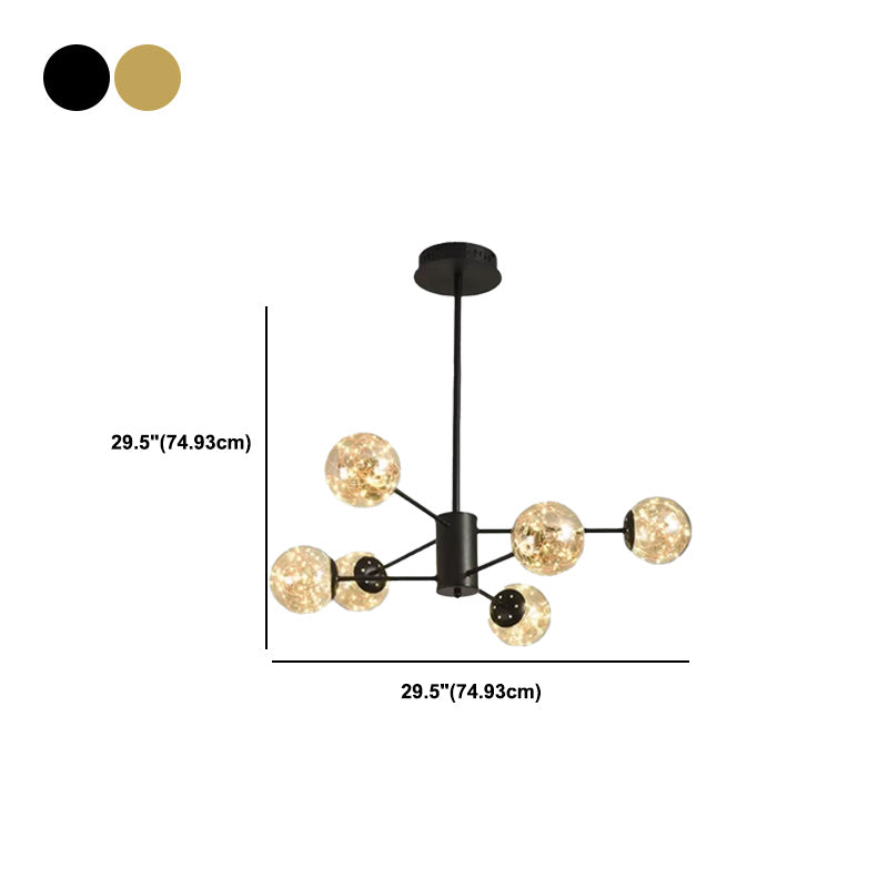 Modern Metal Ceiling Mount Multi-light Semi Flush with Glass Shade for Living Room