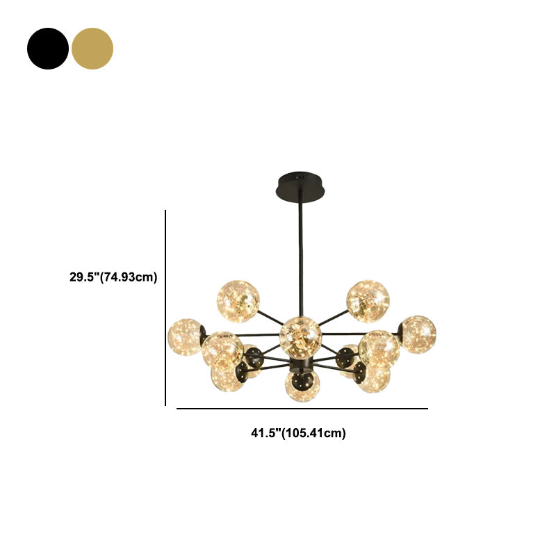 Modern Metal Ceiling Mount Multi-light Semi Flush with Glass Shade for Living Room