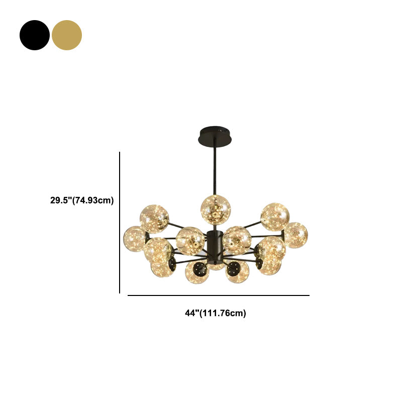 Modern Metal Ceiling Mount Multi-light Semi Flush with Glass Shade for Living Room