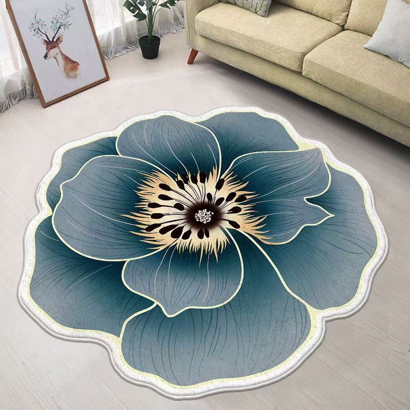 Contemporary Area Rug Flower Pattern Indoor Carpet Non-Slip Backing Carpet for Home Decor