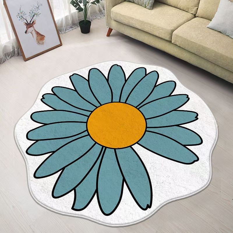 Contemporary Area Rug Flower Pattern Indoor Carpet Non-Slip Backing Carpet for Home Decor