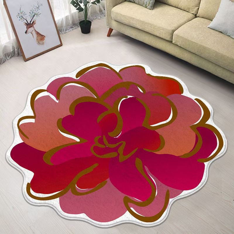 Contemporary Area Rug Flower Pattern Indoor Carpet Non-Slip Backing Carpet for Home Decor