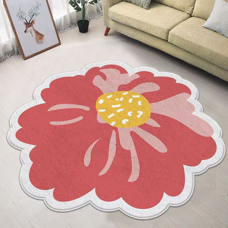 Contemporary Area Rug Flower Pattern Indoor Carpet Non-Slip Backing Carpet for Home Decor