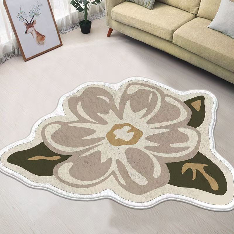 Contemporary Area Rug Flower Pattern Indoor Carpet Non-Slip Backing Carpet for Home Decor