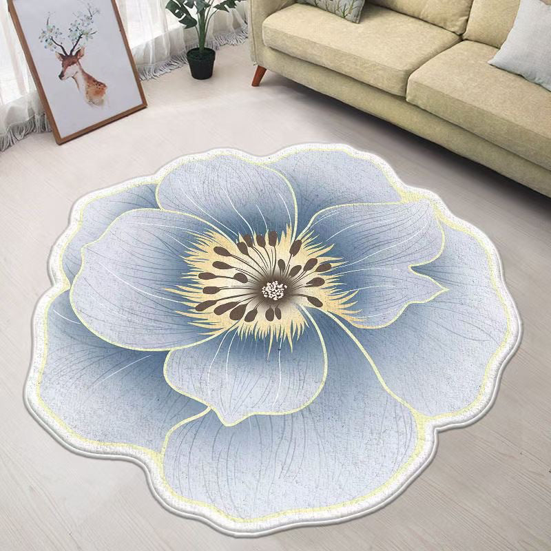 Contemporary Area Rug Flower Pattern Indoor Carpet Non-Slip Backing Carpet for Home Decor