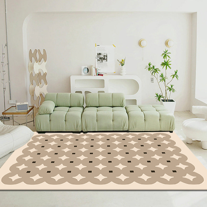 Simplicity Geometry Print Carpet Polyester Area Rug Non-Slip Backing Rug for Living Room