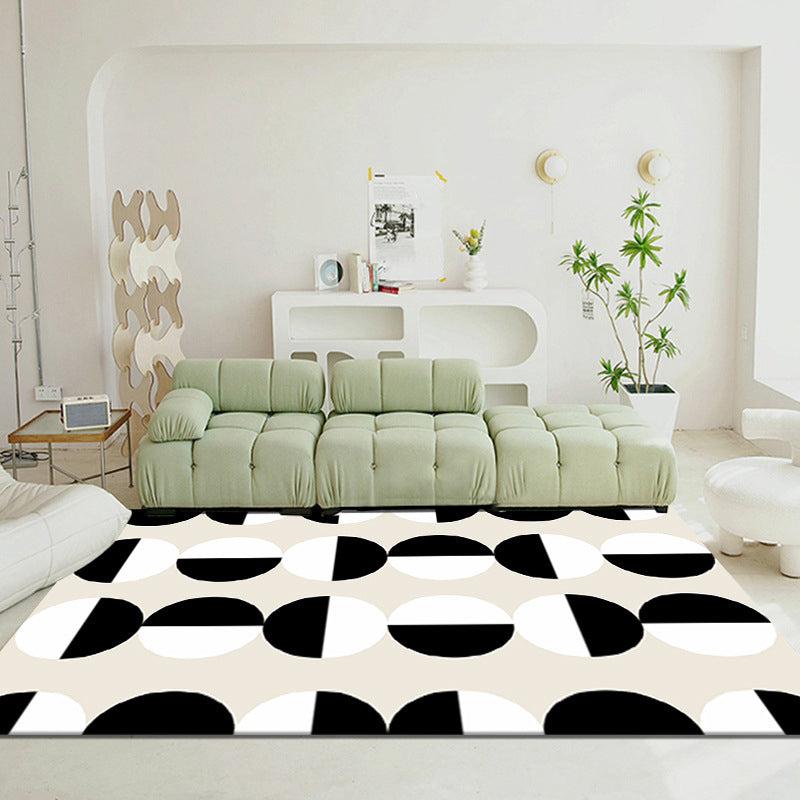 Simplicity Geometry Print Carpet Polyester Area Rug Non-Slip Backing Rug for Living Room