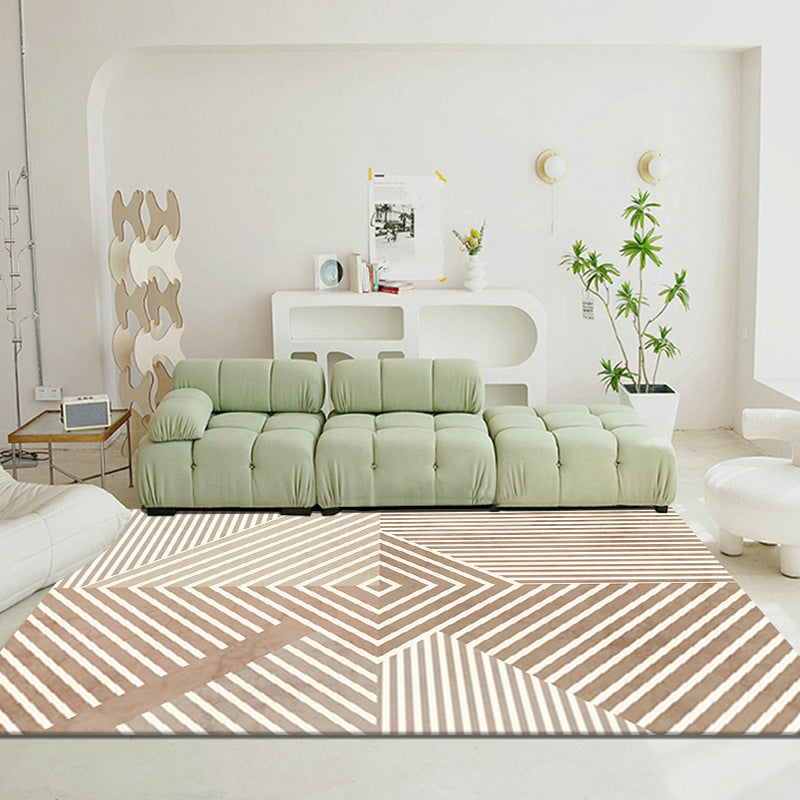 Simplicity Geometry Print Carpet Polyester Area Rug Non-Slip Backing Rug for Living Room