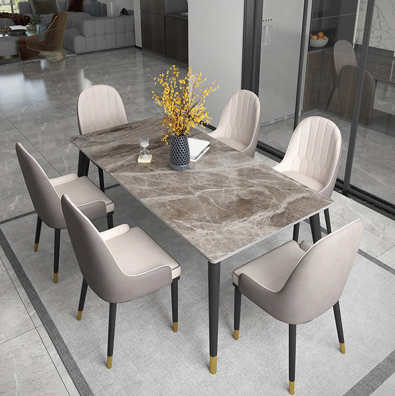 Glam Style Sintered Stone Dining Set Rectangle 1/5/6/7 Pieces Dining Set for Dining Areas