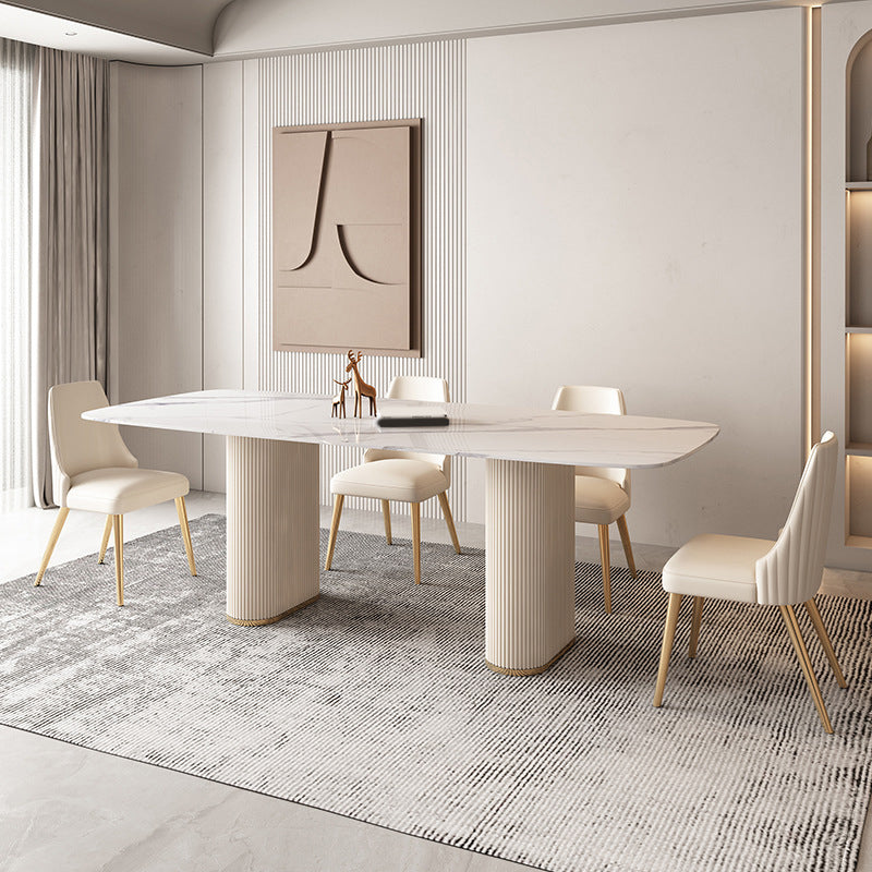 Modern Sintered Stone Dining Set Rectangle 1/4/5/7 Pieces Dining Room Table Set