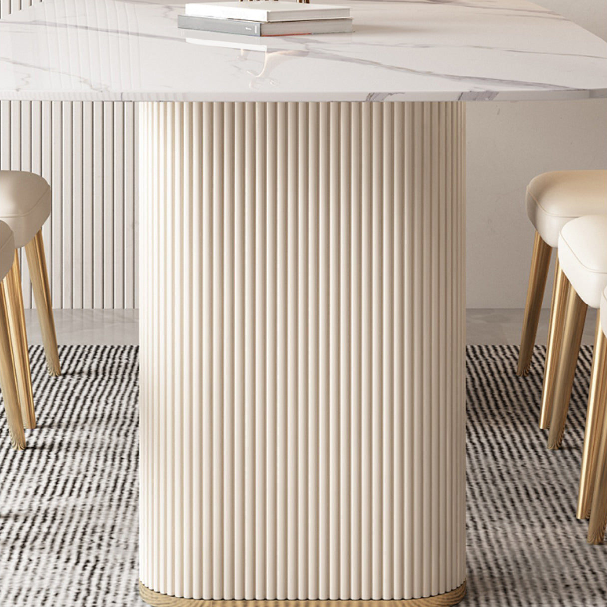 Modern Sintered Stone Dining Set Rectangle 1/4/5/7 Pieces Dining Room Table Set