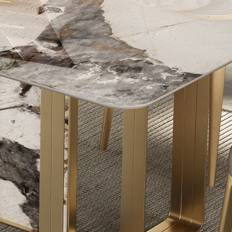 Luxurious Sintered Stone Top Dining Set Rectangle 1/3/4/5/6 Pieces Dining Room Table Set