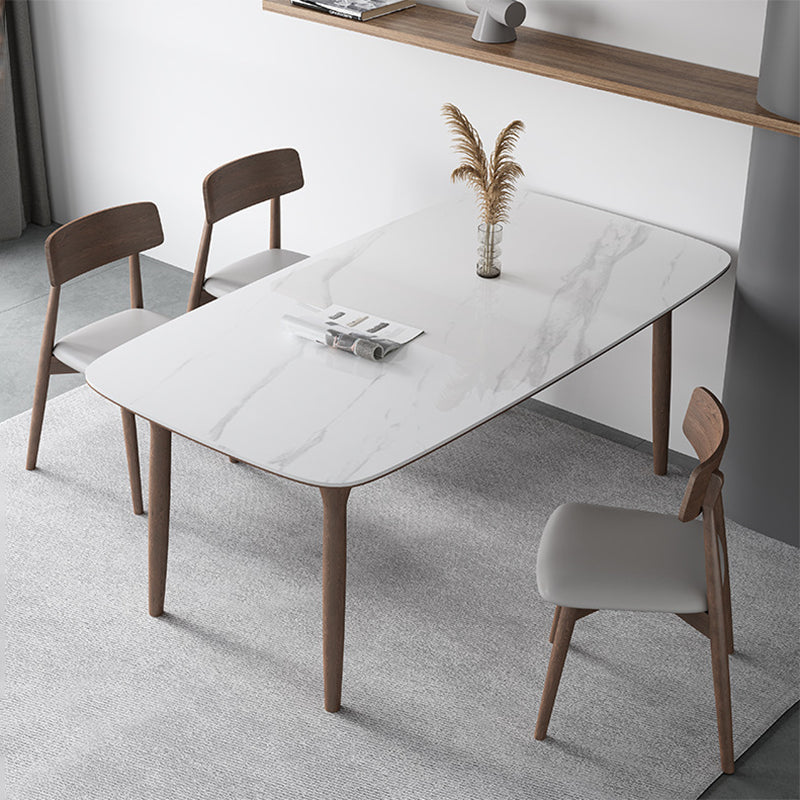 Modern Sintered Stone Top Dining Set Rectangle 1/3/4/5/7 Pieces wooden Table Set