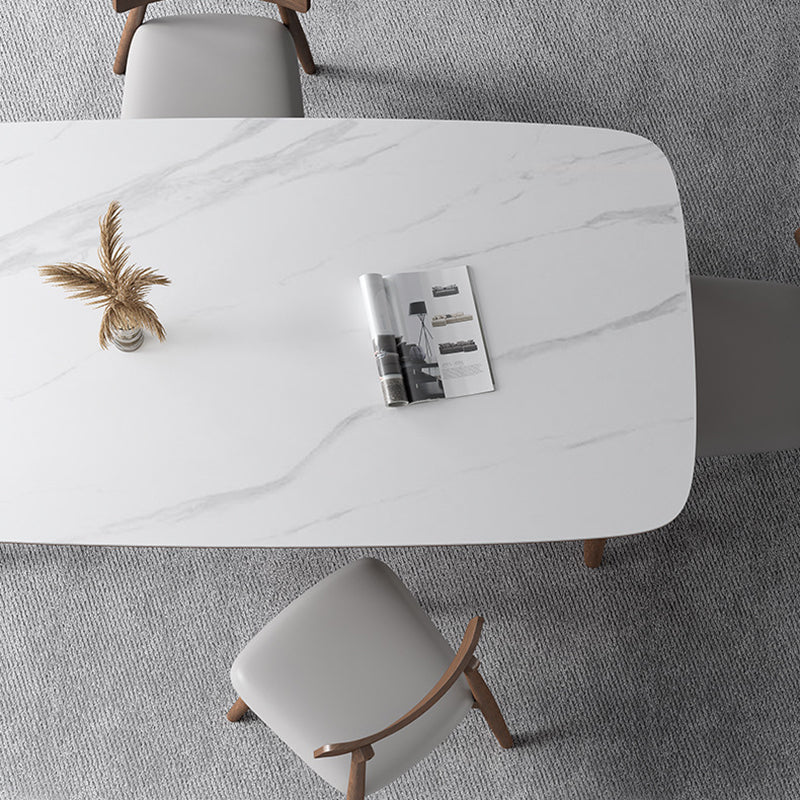 Modern Sintered Stone Top Dining Set Rectangle 1/3/4/5/7 Pieces wooden Table Set