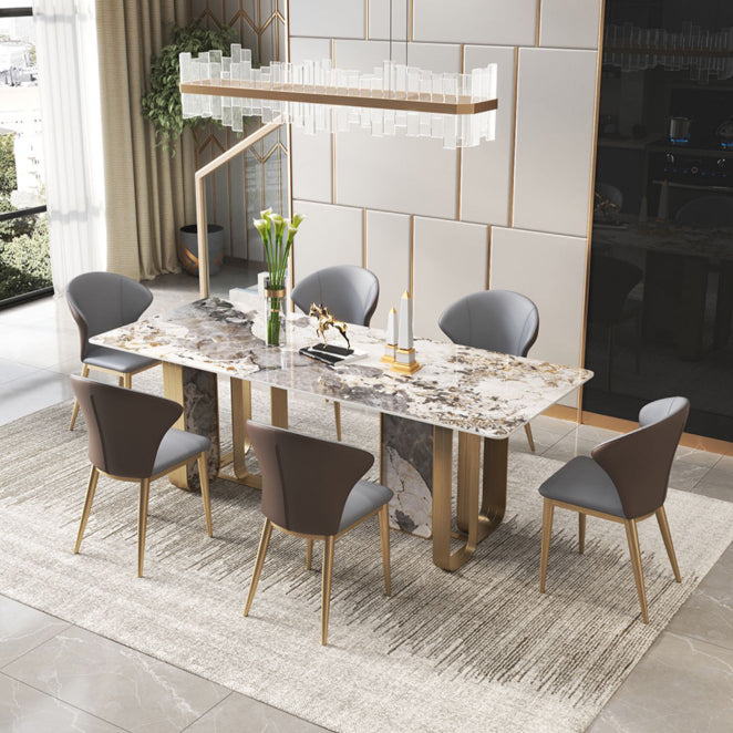 Luxurious Sintered Stone Top Dining Set Rectangle 1/2/3/5/6/7/9 Pieces Dining Table Set