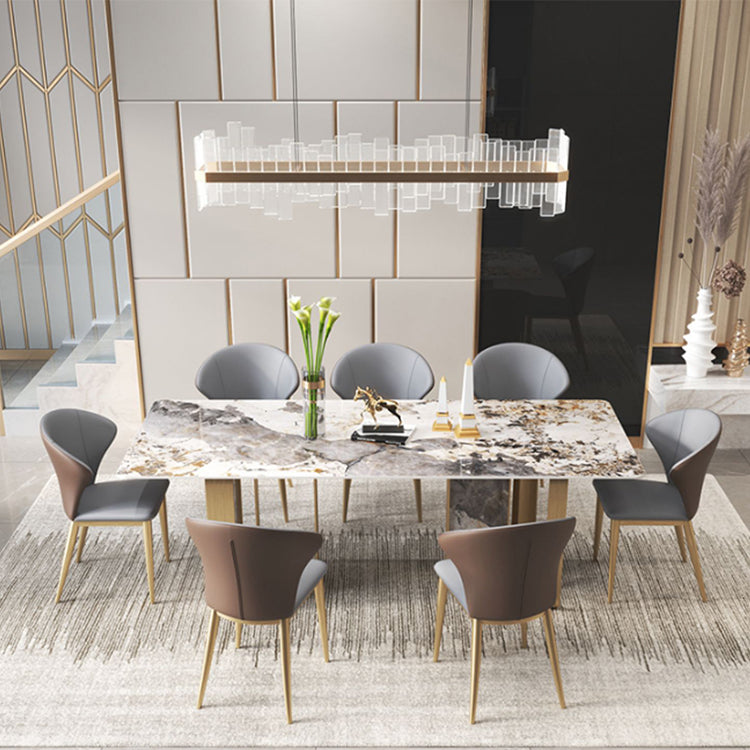 Luxurious Sintered Stone Top Dining Set Rectangle 1/2/3/5/6/7/9 Pieces Dining Table Set
