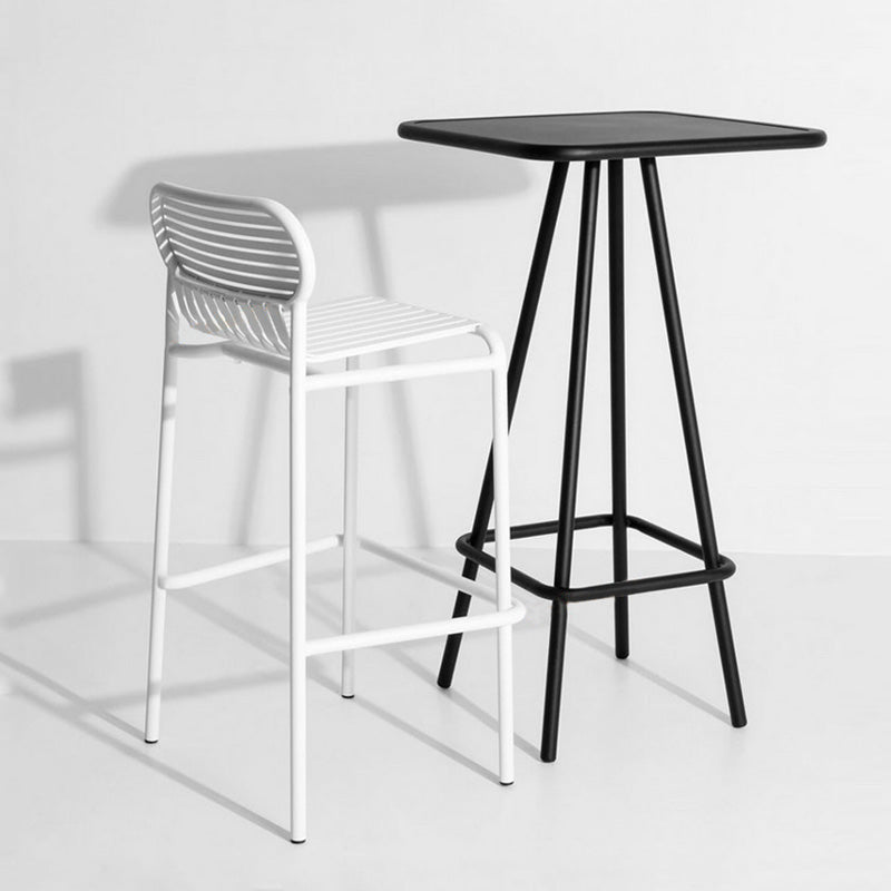 Industrial Square Bar Table Set 1/2 Pieces Counter Table with Iron High Stools
