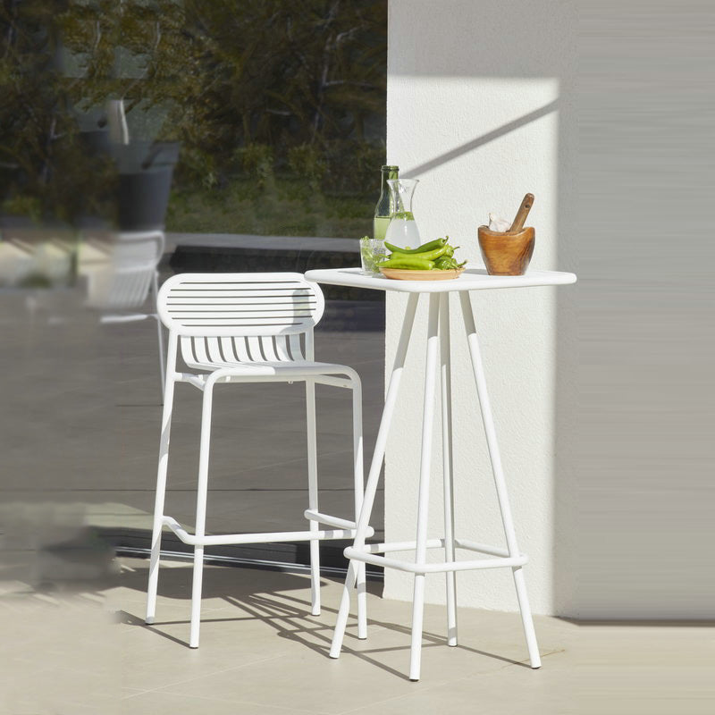 Industrial Square Bar Table Set 1/2 Pieces Counter Table with Iron High Stools