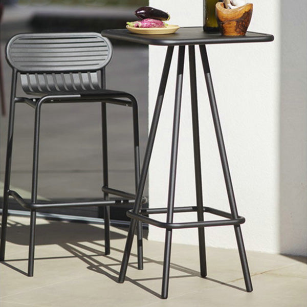 Industrial Square Bar Table Set 1/2 Pieces Counter Table with Iron High Stools