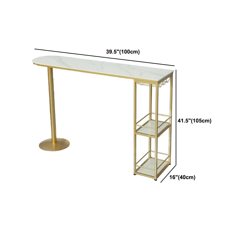 Glam Oval Bar Pub Table Set 1/3 Pieces Stone Top Bar Stool and Table Set
