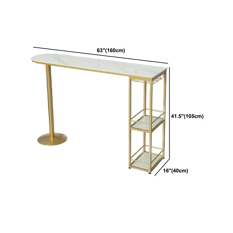 Glam Oval Bar Pub Table Set 1/3 Pieces Stone Top Bar Stool and Table Set