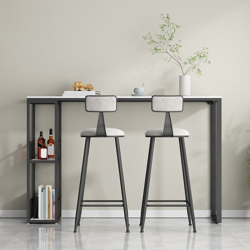 Modern 1/3 Pieces Bar Table Set Rectangle Stone Counter Table with High Stools