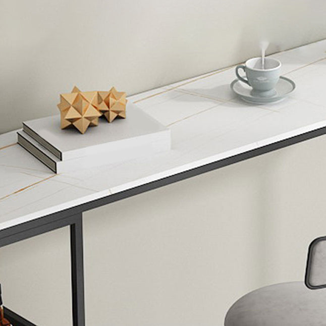 Modern 1/3 Pieces Bar Table Set Rectangle Stone Counter Table with High Stools