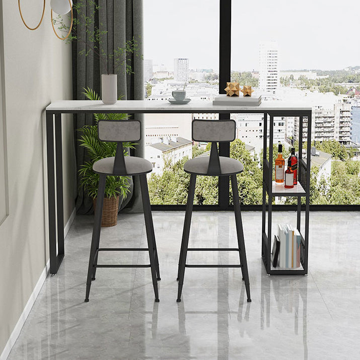 Modern 1/3 Pieces Bar Table Set Rectangle Stone Counter Table with High Stools