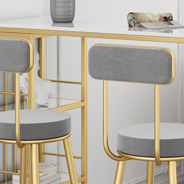 Modern 1/3 Pieces Bar Table Set Stone Counter Table with Backrest Stools