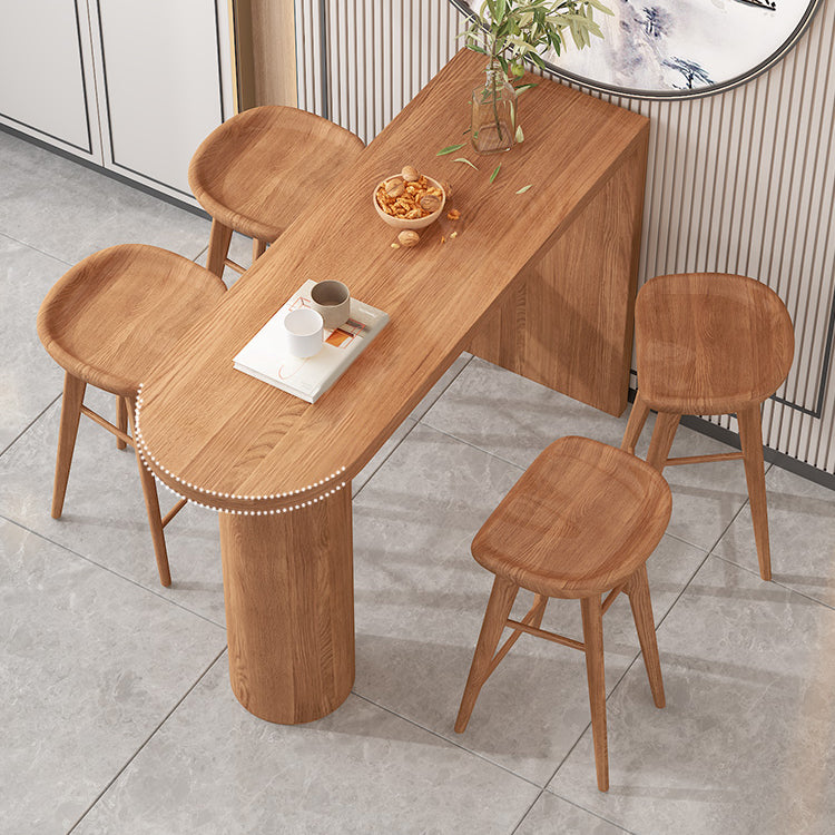 1/3/4/5 Pieces Solid Wood Table and Stool Set Matte Finish Modern Bar Set