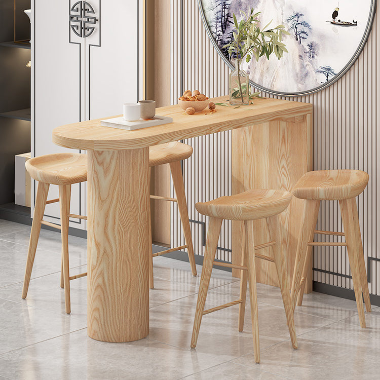 1/3/4/5 Pieces Solid Wood Table and Stool Set Matte Finish Modern Bar Set