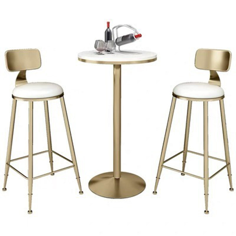 Glam 1/3/5 Pieces Bar Table Set Round Stone Counter Table with High Stools